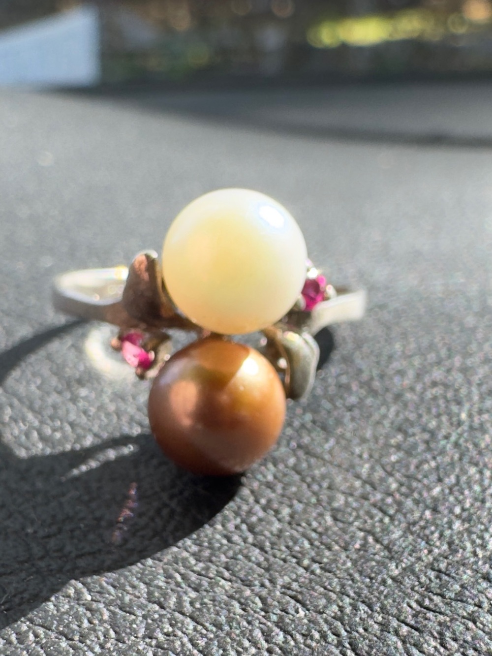 Natural Pearl & Ruby accent Ring